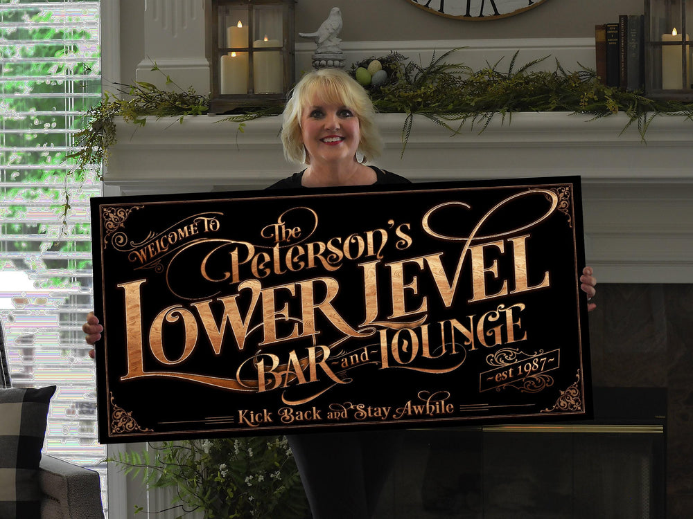 Personalized Lower Level Bar Sign - Metal or Canvas! | Custom Bar Sign | Modern Farmhouse Sign | Basement Bar Decor | Custom Basement Sign