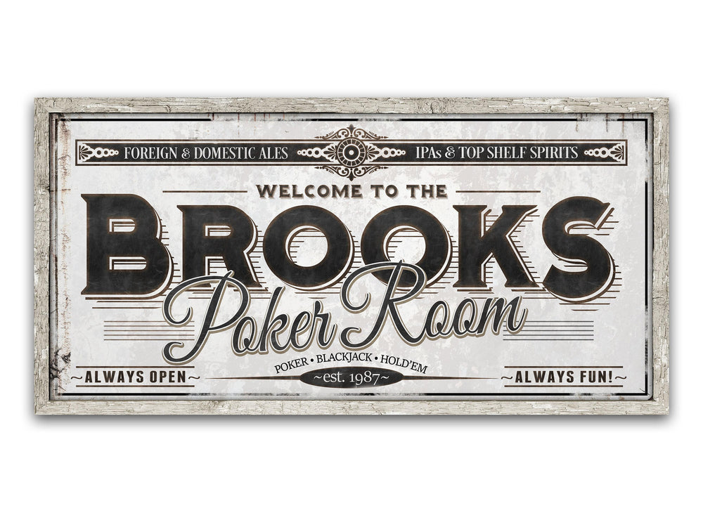 Personalized Poker Room Sign - Metal or Canvas | Custom Poker Sign | Personalized Family Card Playing Poker Sign | Large Metal Wall Art