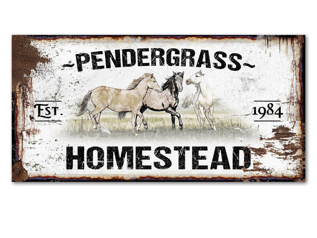 Primitive Horse Farm & Ranch Sign | Last Name Homestead Sign | Farmhouse Sign | Horse Farm Sign | Horse Ranch Sign | Distressed Sign