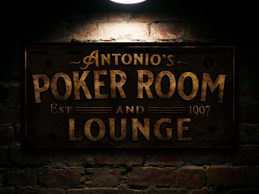 Poker Room and Lounge Sign | Personalized Poker Lounge Sign | Family Poker Room Sign | Family Name Sign | Home Bar Sign