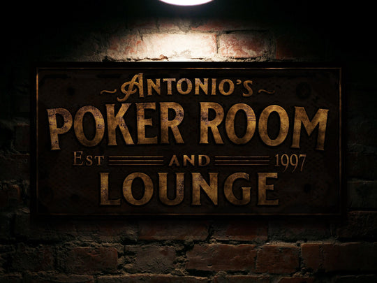Poker Room and Lounge Sign | Personalized Poker Lounge Sign | Family Poker Room Sign | Family Name Sign | Home Bar Sign