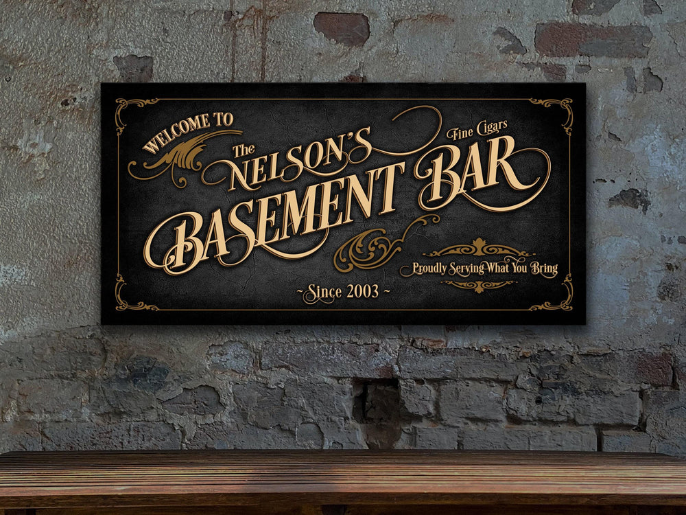 Basement Bar Sign Personalized, Bar Wall Decor, Personalized Bar Sign, Vintage Bar Signage