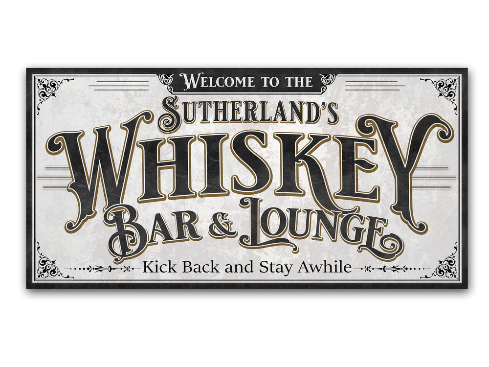 Personalized Whiskey Bar & Lounge Sign | Customized Bar Sign | Large Personalized Whiskey Bar Lounge Sign | Large Metal or Canvas Wall Art