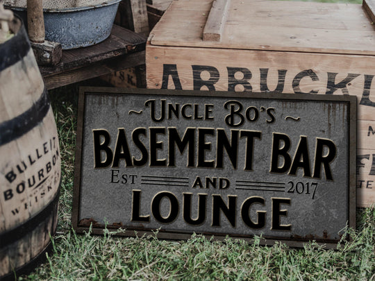 Pewter Style Basement Bar Sign | Personalized Basement Bar Sign | Basement Lounge Sign | Family Name Bar Sign | Family Bar Sign