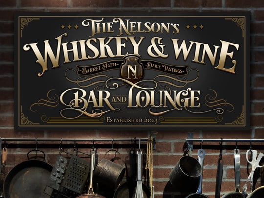Whiskey and Wine Bar Sign | Whiskey Bar Sign | Wine Bar Sign | Personalized Whiskey Bar Decor | Personalized Whiskeyand Wine Bar Sign
