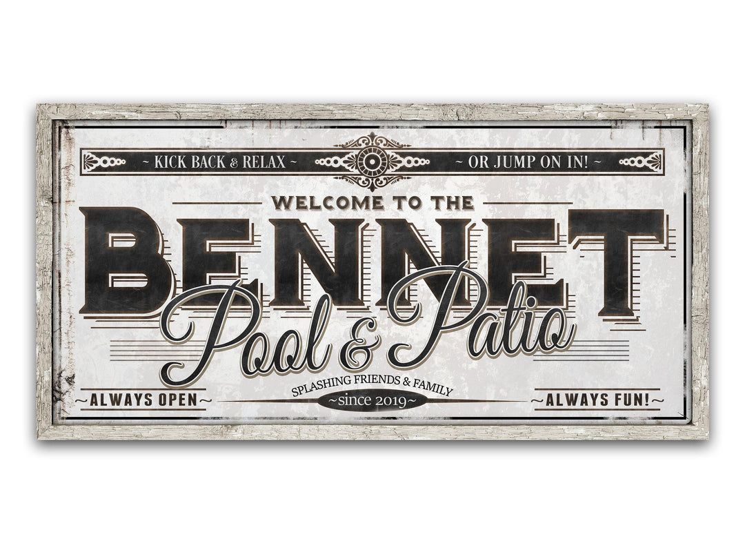 Personalized Pool Patio Sign - Metal or Canvas | Custom Pool Patio Sign | Personalized Family Pool and Patio Sign | Large Metal Wall Art