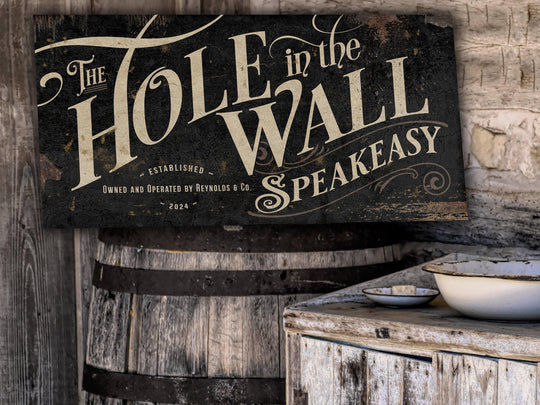 Personalized Speakeasy Bar Sign, Hole in The Wall Bar Sign, Primitive Speakeasy Sign, Minimal Bar Sign, Family Name Bar Sign, Large Canvas