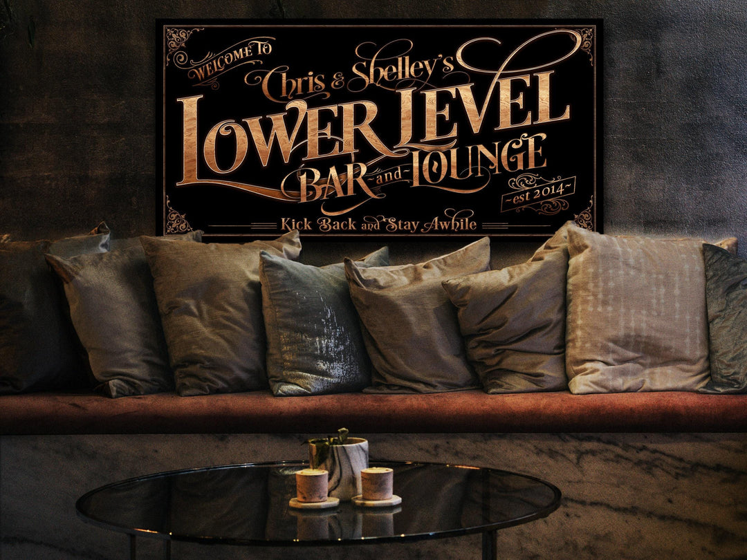 Personalized Lower Level Bar Sign - Metal or Canvas! | Custom Bar Sign | Modern Farmhouse Sign | Basement Bar Decor | Custom Basement Sign