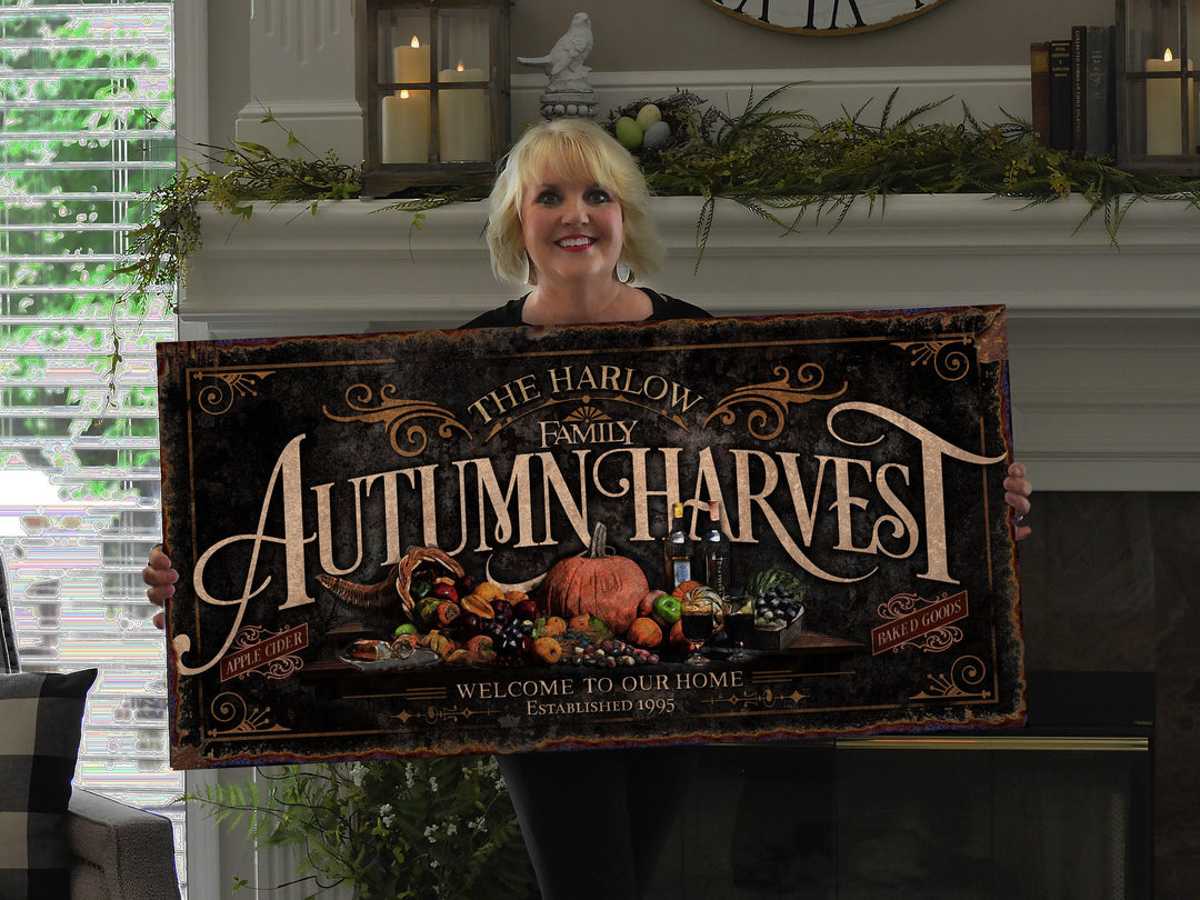 Autumn Harvest Sign | Fall Harvest Sign | Rustic Fall Decor | Autumn Vintage Sign | Farm Wall Decor | Personalized Distressed Sign