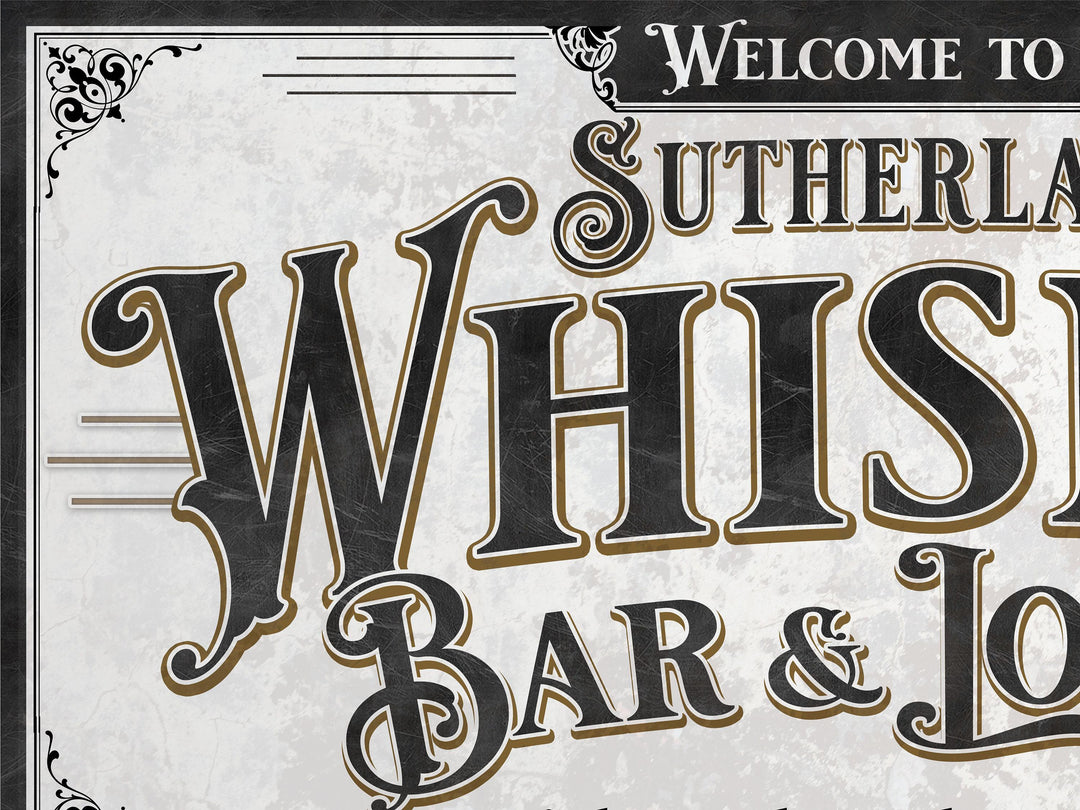 Personalized Whiskey Bar & Lounge Sign | Customized Bar Sign | Large Personalized Whiskey Bar Lounge Sign | Large Metal or Canvas Wall Art
