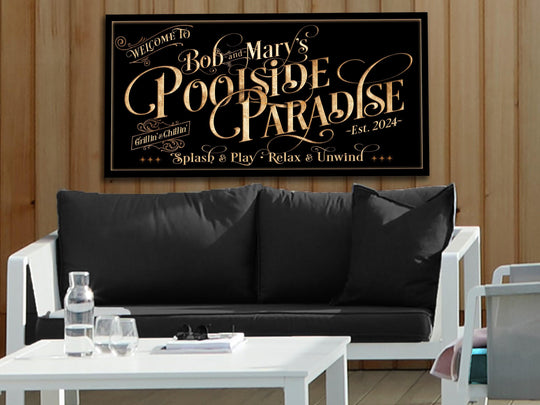 Personalized Poolside Paradise | Custom Family Pool Patio Sign | Pool Patio Grill Bar Sign | Summer Patio Decor | Custom Pool Sign
