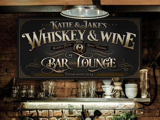 Whiskey and Wine Bar Sign | Whiskey Bar Sign | Wine Bar Sign | Personalized Whiskey Bar Decor | Personalized Whiskeyand Wine Bar Sign