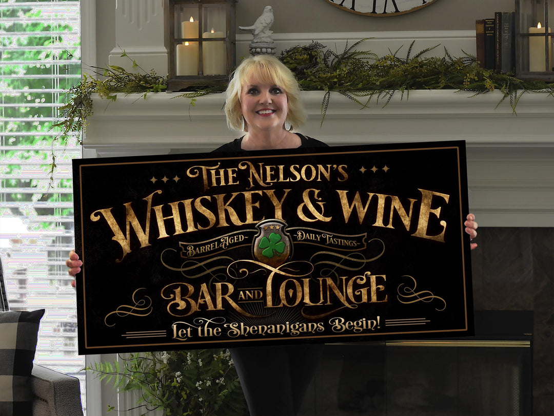 St Patricks Sign, St Patrick Decor, St Patricks Day, Vintage St Pats, Personalized Whiskey Bar Decor, Personalized Whiskey and Wine Bar Sign