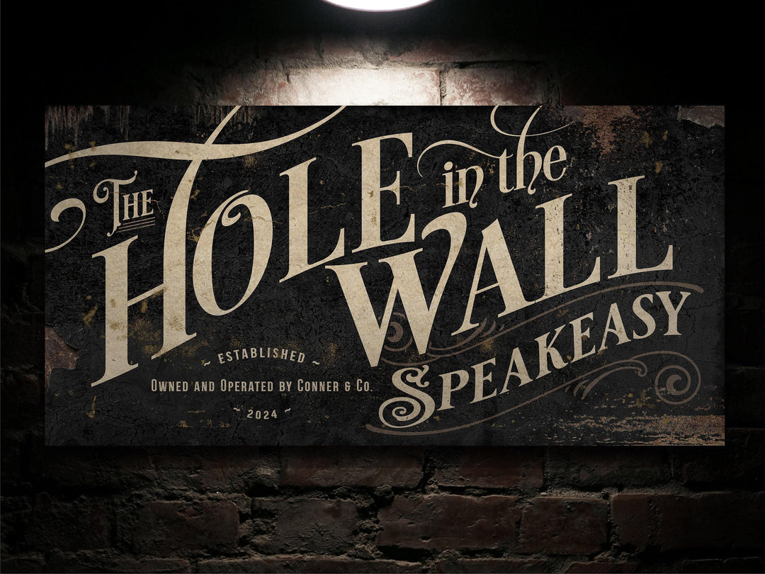 Personalized Speakeasy Bar Sign, Hole in The Wall Bar Sign, Primitive Speakeasy Sign, Minimal Bar Sign, Family Name Bar Sign, Large Canvas