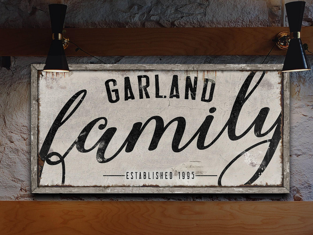 Family Last Name Sign | Last Name Est Date | Modern Farmhouse Personalized Home Decor on Rustic Large Metal or Canvas | Vintage Home Decor