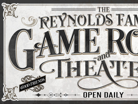 Personalized Game Room Theater Sign | Customized Theater Sign | Family Game Room Sign | Large Metal Wall Art | Large Canvas Wall Art