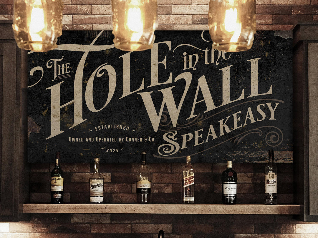 Personalized Speakeasy Bar Sign, Hole in The Wall Bar Sign, Primitive Speakeasy Sign, Minimal Bar Sign, Family Name Bar Sign, Large Canvas
