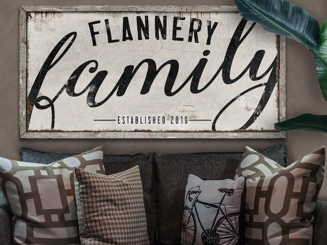 Family Last Name Sign | Last Name Est Date | Modern Farmhouse Personalized Home Decor on Rustic Large Metal or Canvas | Vintage Home Decor