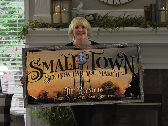 Try that in a Small Town Sign | Rustic Small Town Sign | Rustic Fall Decor | Small Town Sign | Farm Wall Decor | Big Canvas | Big Metal Sign
