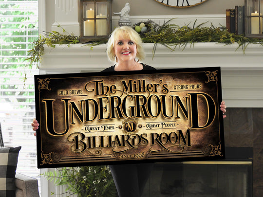 Personalized Billiards Sign | Underground Bar Sign | Underground Basement Bar | Underground Billiards Sign | Personalized Pool Bar Sign