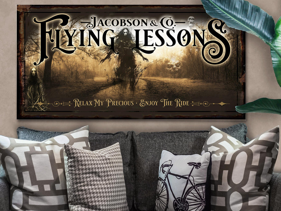 Creepy Halloween Sign - Flying Lessons - Personalized.
