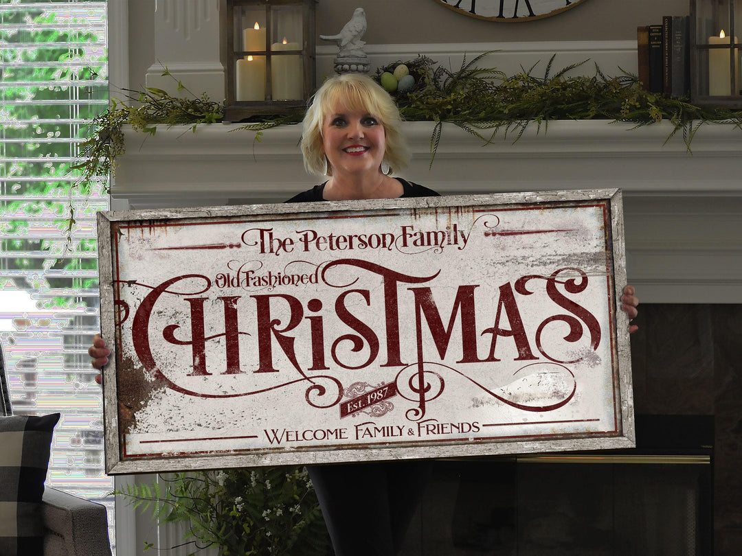 Primitive Christmas Sign | Personalized Christmas Decor Sign | Rustic Christmas Sign | Farmhouse Christmas | Large Canvas | Large Metal