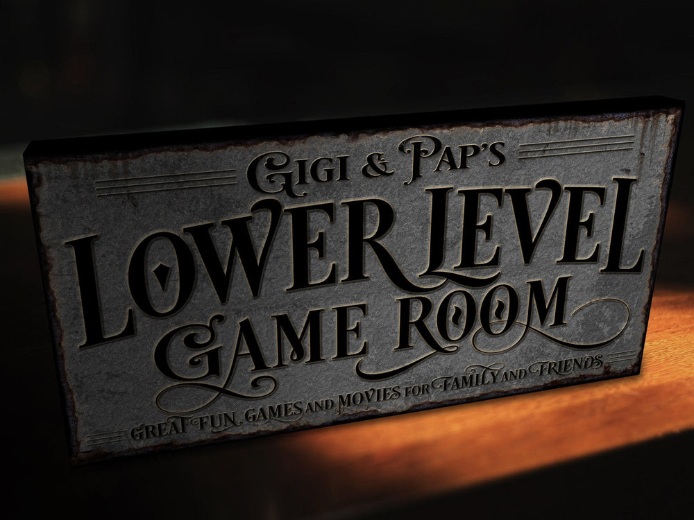 Lower Level Game Room Sign | Personalized Game Room Sign | Lower Level Sign | Man Cave Decor | Customized Game Room Sign for Lower Level