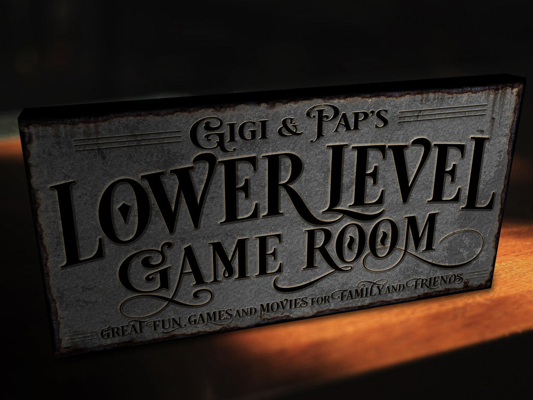 Lower Level Game Room Sign | Personalized Game Room Sign | Lower Level Sign | Man Cave Decor | Customized Game Room Sign for Lower Level