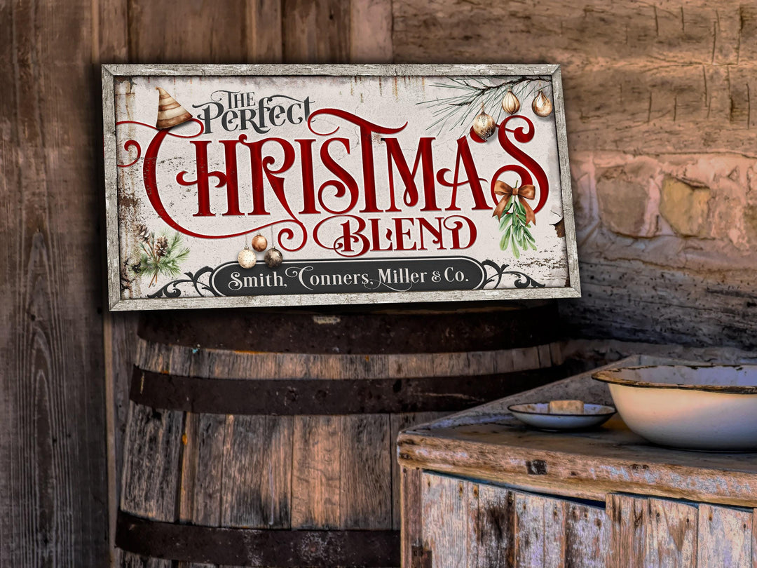 Christmas Blend Sign | Perfect Christmas Blend | Rustic Christmas Sign | Farmhouse Christmas | Large Canvas | Large Metal