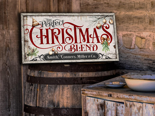 Christmas Blend Sign | Perfect Christmas Blend | Rustic Christmas Sign | Farmhouse Christmas | Large Canvas | Large Metal