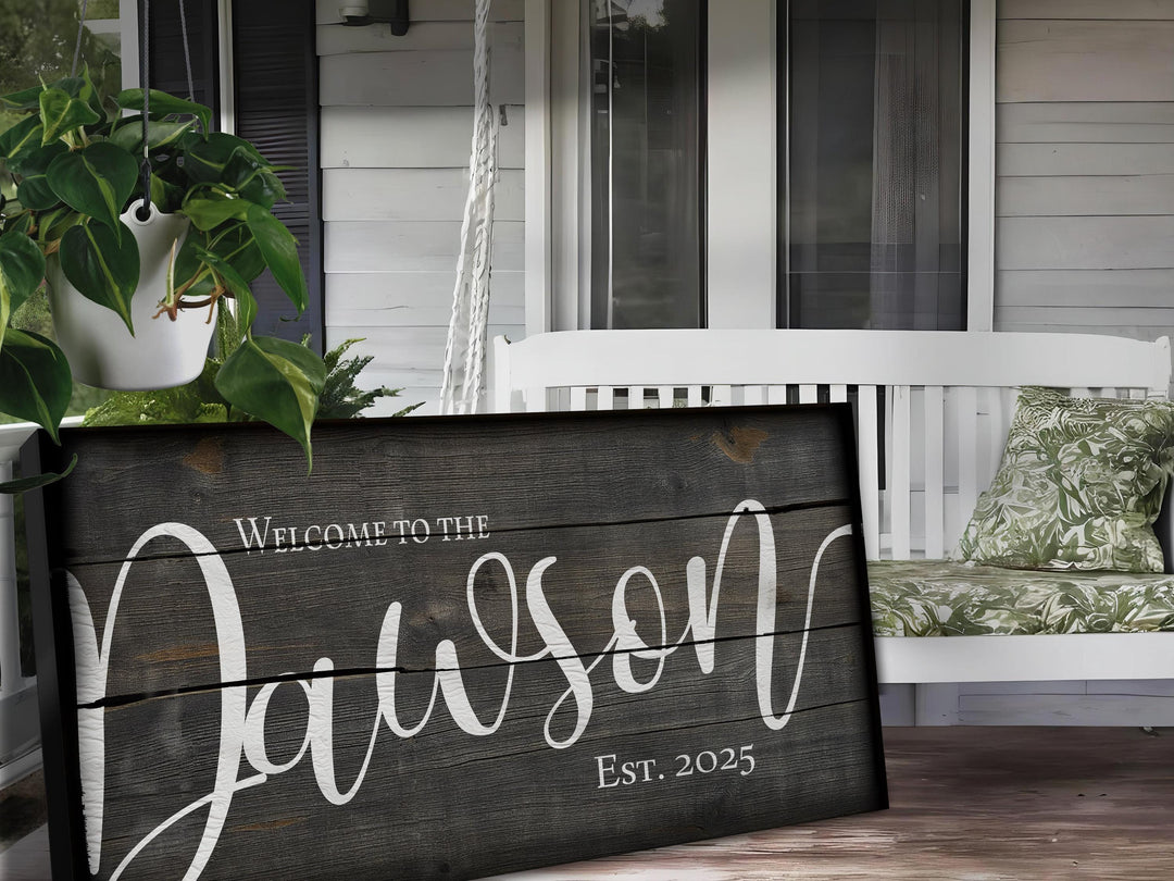 Faux Wood Family Name Sign | Rustic Family Sign | Large Personalized Family Name Sign | Large Canvas Wall Art | Large Metal Wall Art