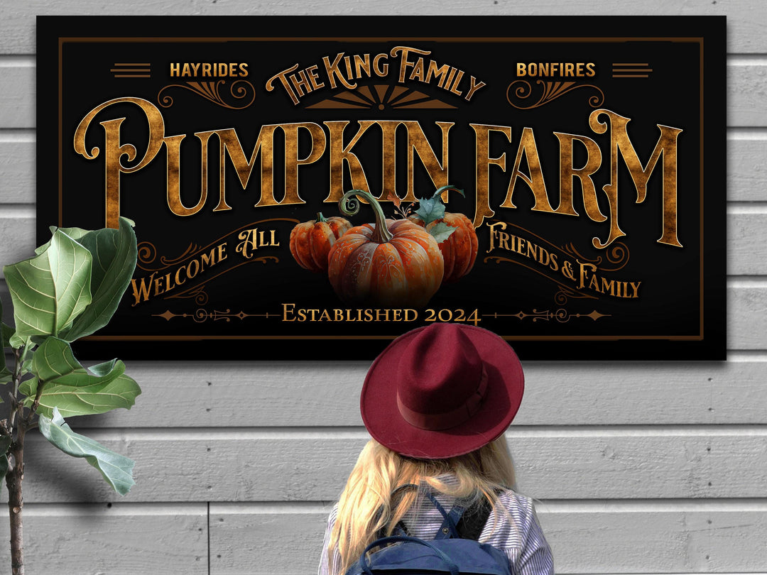 Pumpkin Farm Sign | Pumpkin Patch Sign | Vintage Texture Fall Decor | Autumn Vintage Sign | Farmhouse Wall Decor | Vintage Personalized Sign