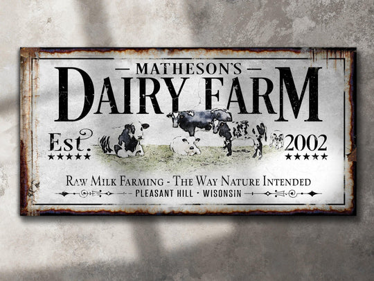Dairy Farm Sign | Last Name Farmhouse Sign | Dairy Sign | Ranch House Plans | Farm Wall Decor | Distressed Sign