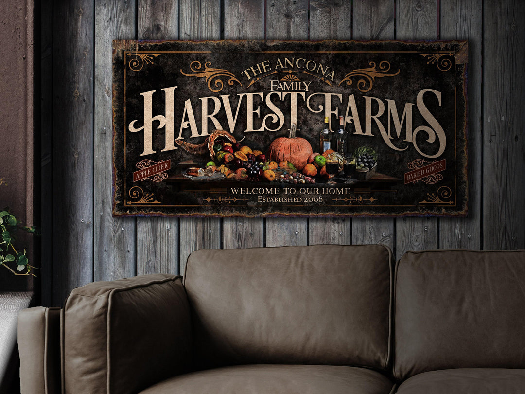 Harvest Farm Sign, Fall Signs, Fall Decor, Autumn Harvest Sign, Autumn Wall Decor, Personalized Fall Signs, Family Name Thanksgiving Sign