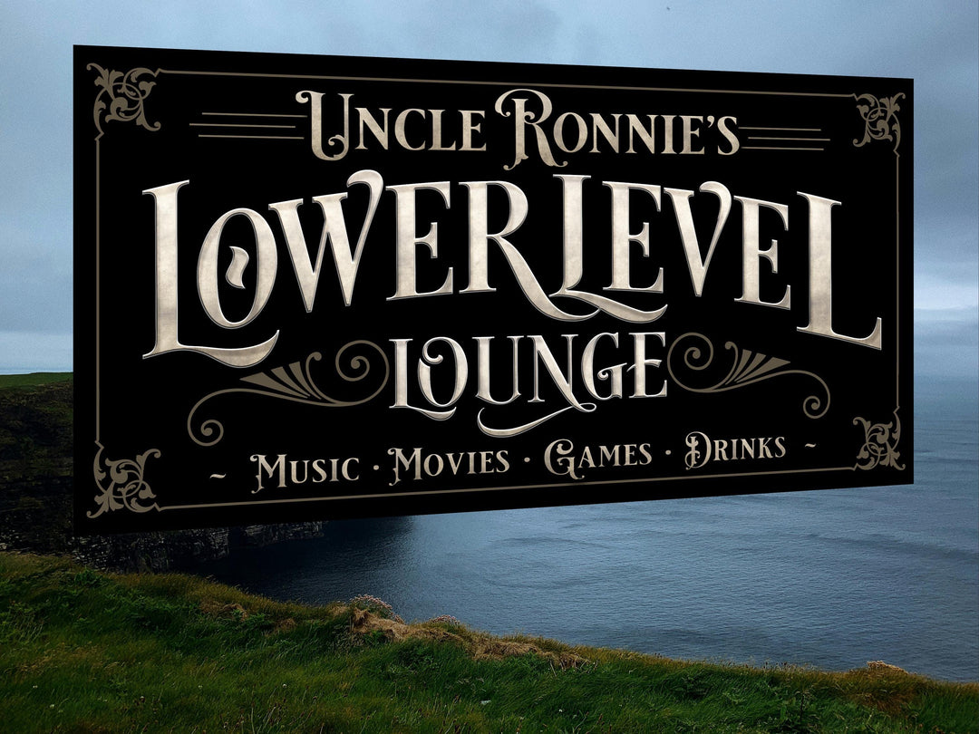 Personalized Lower  Level Bar Sign in Sponge Taupe Color Scheme.