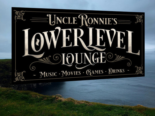 Personalized Lower  Level Bar Sign in Sponge Taupe Color Scheme.