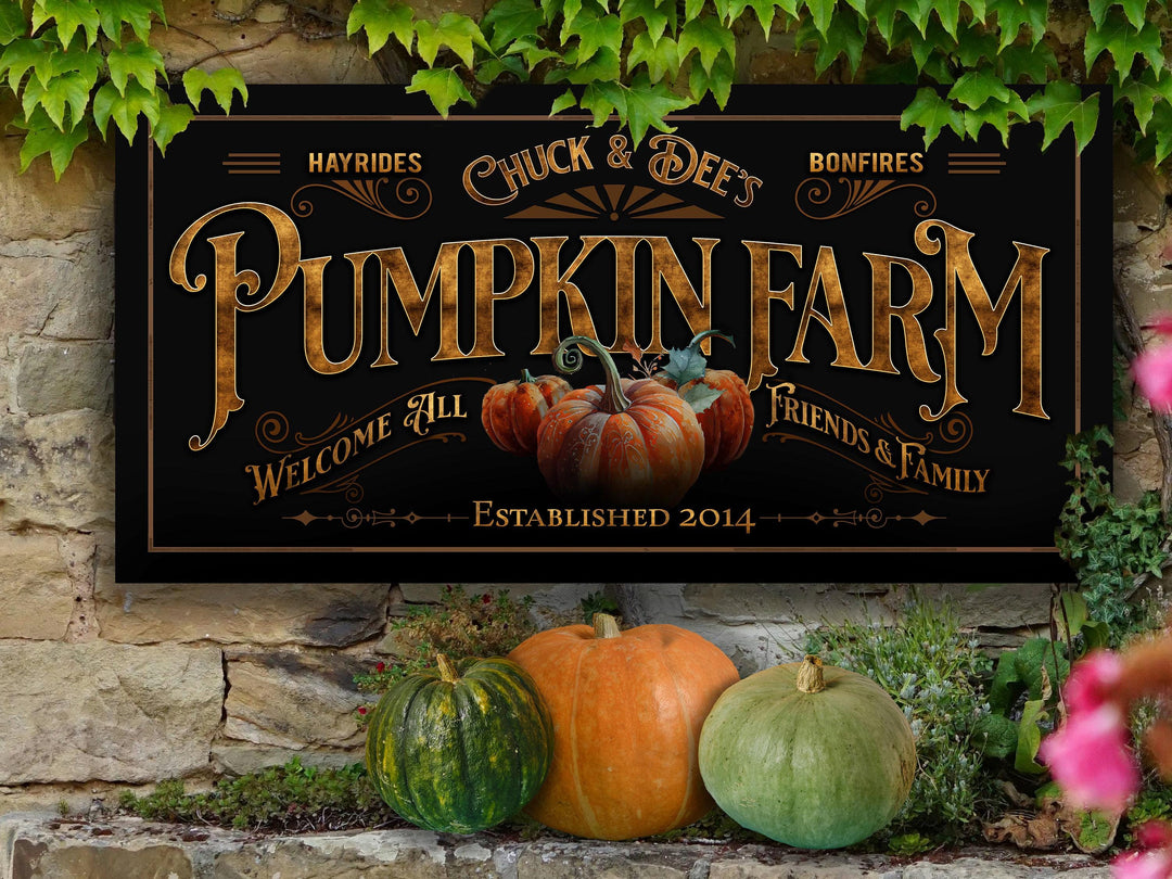 Pumpkin Farm Sign | Pumpkin Patch Sign | Vintage Texture Fall Decor | Autumn Vintage Sign | Farmhouse Wall Decor | Vintage Personalized Sign