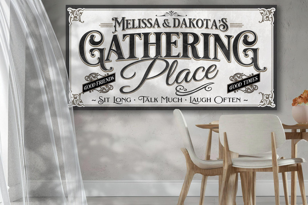 Personalized Family Name Gathering Place Sign on Large Canvas or Large Metal