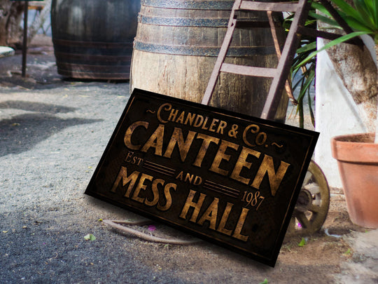 Canteen and Mess Hall Sign | Personalized Canteen Sign | Family Kitchen Sign | Family Name Sign | Home Kitchen Sign