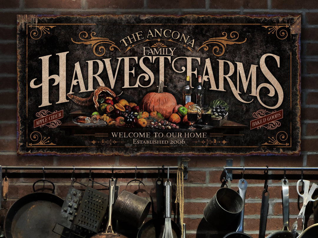Harvest Farm Sign, Fall Signs, Fall Decor, Autumn Harvest Sign, Autumn Wall Decor, Personalized Fall Signs, Family Name Thanksgiving Sign