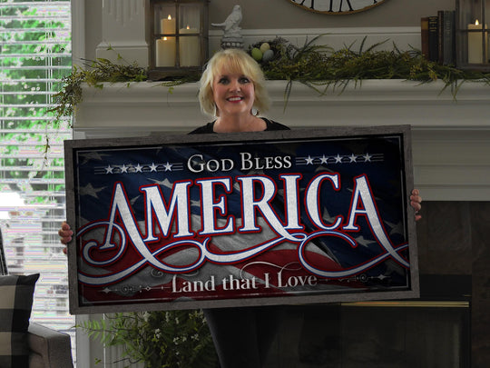 God Bless America Sign, Fourth of July Sign, 4th of July Decor, Patriotic Decor, Farmhouse Wall Art, Independence Day Sign, Summer Decor