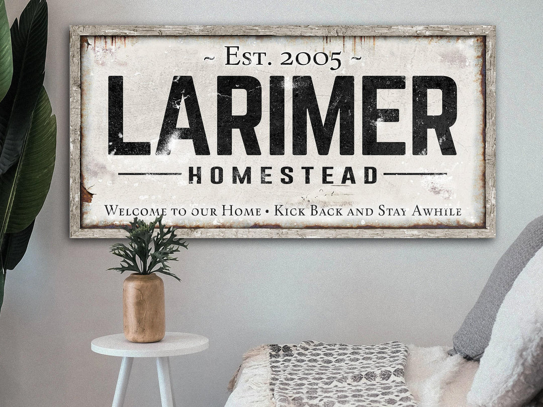 Family Name Sign | Last Name Est Date | Modern Farmhouse Personalized Name Sign on Rustic Large Metal | Vintage Home Wall Decor