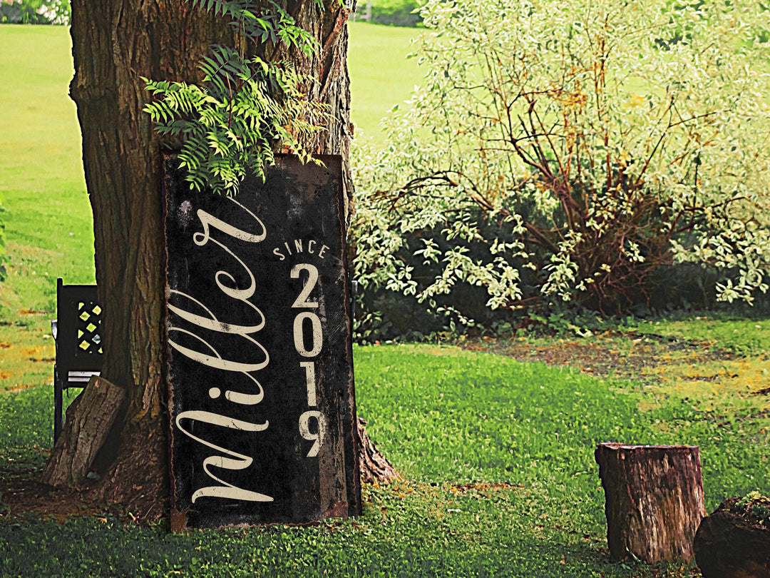 Personalized Family Name Vertical Sign with Established Year