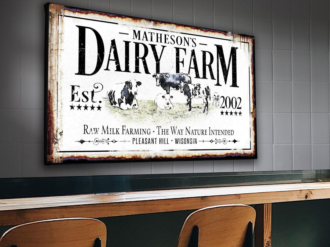 Dairy Farm Sign | Last Name Farmhouse Sign | Dairy Sign | Ranch House Plans | Farm Wall Decor | Distressed Sign