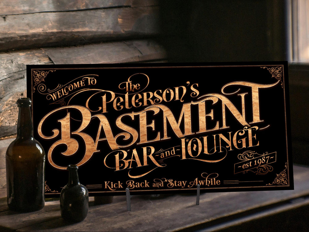 Personalized Basement Bar Sign - Metal or Canvas! | Custom Bar Sign | Modern Farmhouse Sign | Basement Bar Decor | Custom Basement Sign