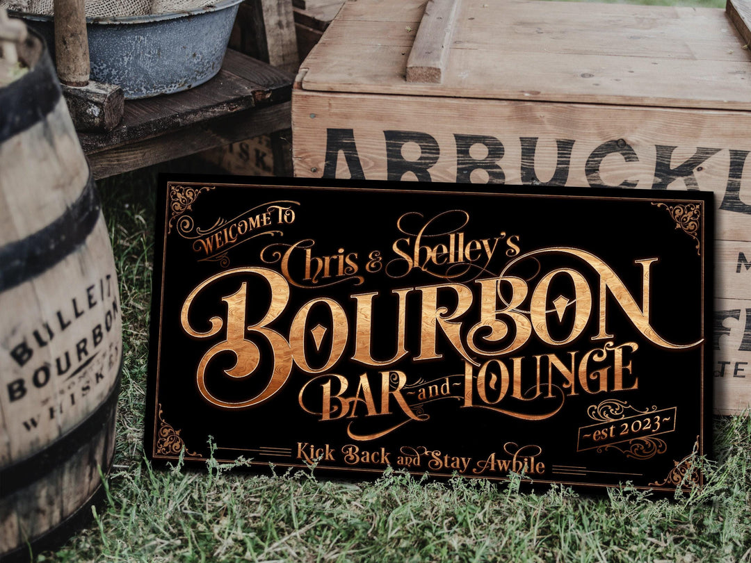 Personalized Bourbon Bar Sign - Metal or Canvas! | Custom Family Name Sign | Modern Farmhouse Sign | Bourbon Bar Decor | Custom Bourbon Sign