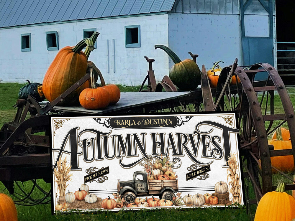 Autumn Harvest Sign | Fall Harvest Sign | Rustic Fall Decor | Autumn Vintage Sign | Farm Wall Decor | Personalized Pumpkin Harvest Sign