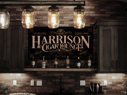 Cigar Bar Sign | Personalized Cigar Lounge Sign | Cigar Parlor Sign | Family Name Sign | Family Bar Sign