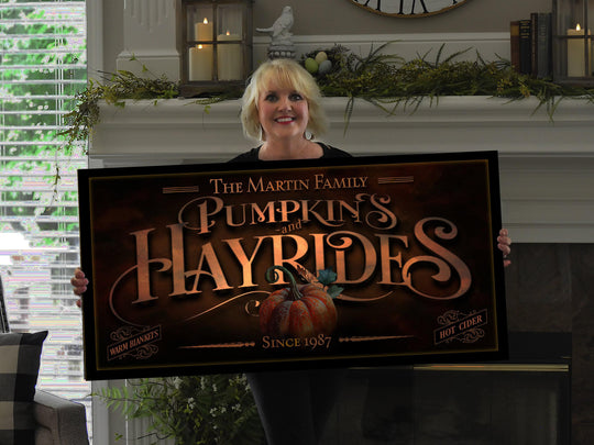 Pumpkin Hayride Sign | Pumpkin Sign | Personalized Fall Sign | Autumn Pumpkin Sign | Custom Family Name Fall Sign | Autumn Pumpkin Decor