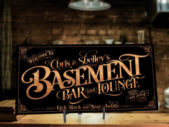 Personalized Basement Bar Sign - Metal or Canvas! | Custom Bar Sign | Modern Farmhouse Sign | Basement Bar Decor | Custom Basement Sign